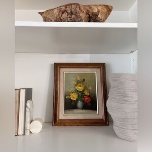 Vintage original still life flowers oil painting signed unknown artist